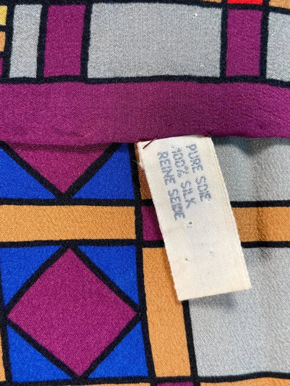Vintage Christian Dior Silk Scarf Geometric Pattern - Picture 12 of 15